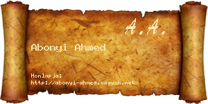Abonyi Ahmed névjegykártya